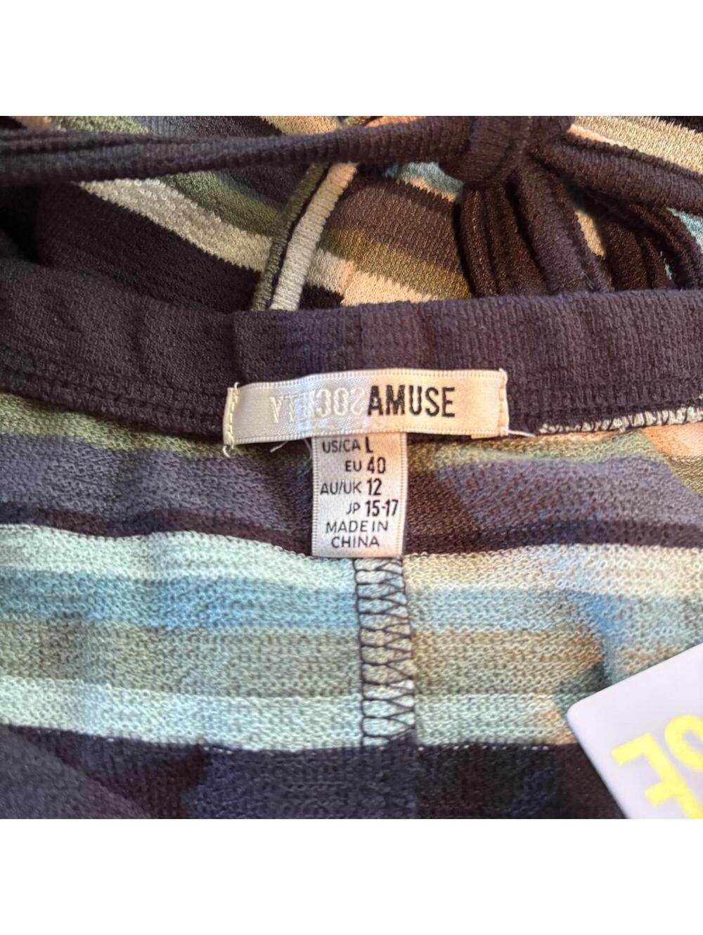 Amuse Society Navy and Blue Striped maxi Dress Size L NWT - Picture 7 of 8